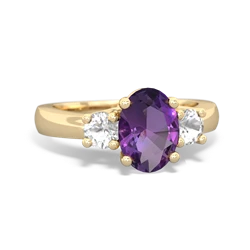 Amethyst Three Stone Oval Trellis 14K Yellow Gold ring R4024