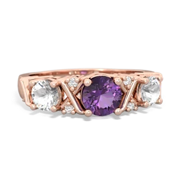 Amethyst Hugs And Kisses 14K Rose Gold ring R5016