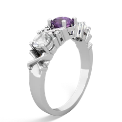 Amethyst Hugs And Kisses 14K White Gold ring R5016