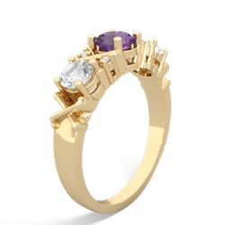 Amethyst Hugs And Kisses 14K Yellow Gold ring R5016