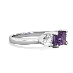 Amethyst Three Stone 14K White Gold ring R5235