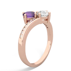 Amethyst Channel Set Two Stone 14K Rose Gold ring R5303