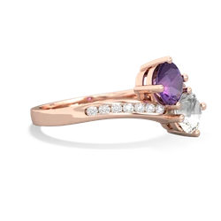 Amethyst Channel Set Two Stone 14K Rose Gold ring R5303