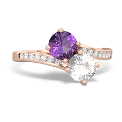 Amethyst Channel Set Two Stone 14K Rose Gold ring R5303