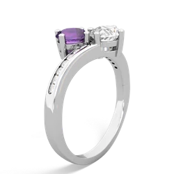 Amethyst Channel Set Two Stone 14K White Gold ring R5303