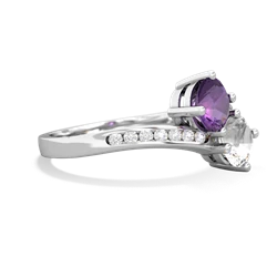 Amethyst Channel Set Two Stone 14K White Gold ring R5303