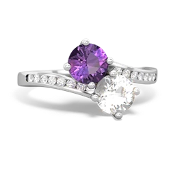 Amethyst Channel Set Two Stone 14K White Gold ring R5303