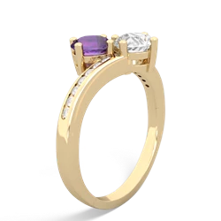 Amethyst Channel Set Two Stone 14K Yellow Gold ring R5303