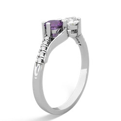 Amethyst Infinity Pave Two Stone 14K White Gold ring R5285