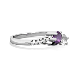 Amethyst Infinity Pave Two Stone 14K White Gold ring R5285