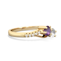 Amethyst Infinity Pave Two Stone 14K Yellow Gold ring R5285