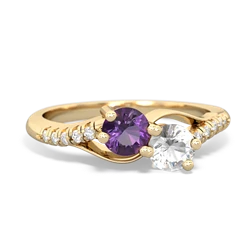 Amethyst Infinity Pave Two Stone 14K Yellow Gold ring R5285