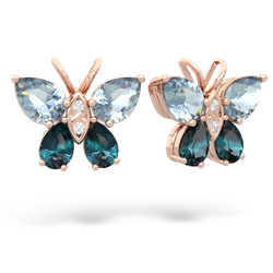 Aquamarine Butterfly 14K Rose Gold earrings E2215