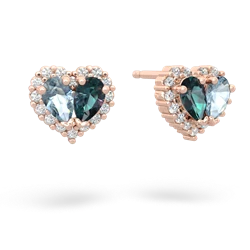 Aquamarine Halo 14K Rose Gold earrings E7008