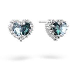 Aquamarine Halo 14K White Gold earrings E7008