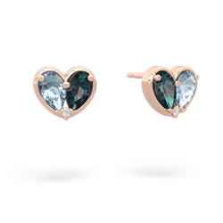 Aquamarine 'Our Heart' 14K Rose Gold earrings E5072