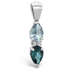 Aquamarine Bowtie Drop 14K White Gold pendant P0865