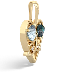 Aquamarine Celtic Trinity Heart 14K Yellow Gold pendant P5331