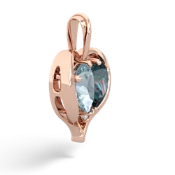 Aquamarine Two Become One 14K Rose Gold pendant P5330