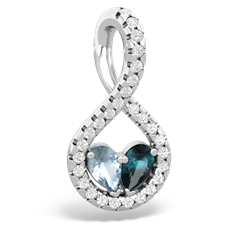 Aquamarine Pave Twist 'One Heart' 14K White Gold pendant P5360