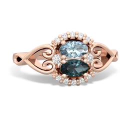 Aquamarine Love Nest 14K Rose Gold ring R5860