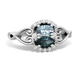 Aquamarine Love Nest 14K White Gold ring R5860