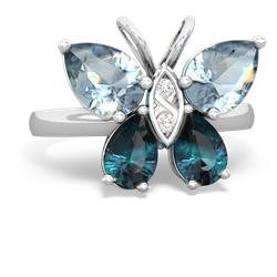 Aquamarine Butterfly 14K White Gold ring R2215