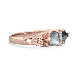 Aquamarine Celtic Knot Double Heart 14K Rose Gold ring R5040