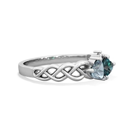 Aquamarine Heart To Heart Braid 14K White Gold ring R5870