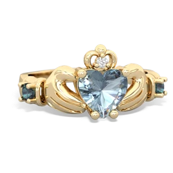 Aquamarine Claddagh Keepsake 14K Yellow Gold ring R5245