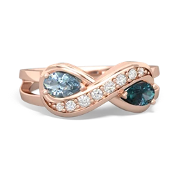 Aquamarine Diamond Infinity 14K Rose Gold ring R5390