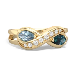 Aquamarine Diamond Infinity 14K Yellow Gold ring R5390