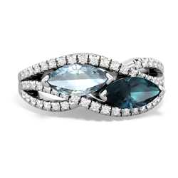 Aquamarine Diamond Rivers 14K White Gold ring R3070