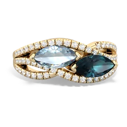 Aquamarine Diamond Rivers 14K Yellow Gold ring R3070