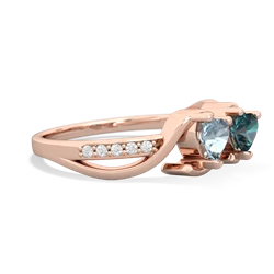 Aquamarine Side By Side 14K Rose Gold ring R3090