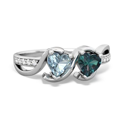 Aquamarine Side By Side 14K White Gold ring R3090