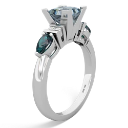 Aquamarine 6Mm Princess Eternal Embrace Engagement 14K White Gold ring C2002