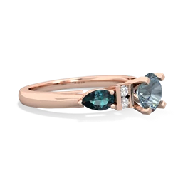 Aquamarine 6Mm Round Eternal Embrace Engagement 14K Rose Gold ring R2005