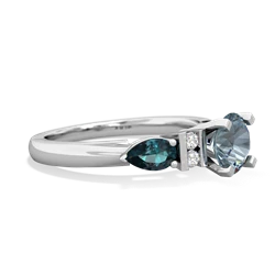 Aquamarine 6Mm Round Eternal Embrace Engagement 14K White Gold ring R2005