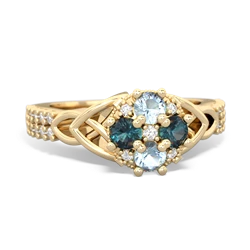 Aquamarine Celtic Knot Cluster Engagement 14K Yellow Gold ring R26443RD