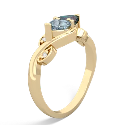 Aquamarine Floral Elegance 14K Yellow Gold ring R5790