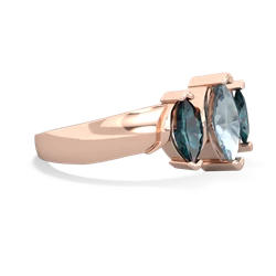 Aquamarine Three Peeks 14K Rose Gold ring R2433