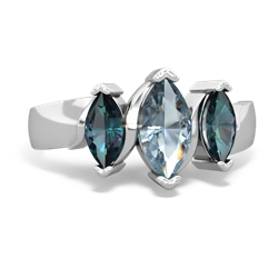 Aquamarine Three Peeks 14K White Gold ring R2433