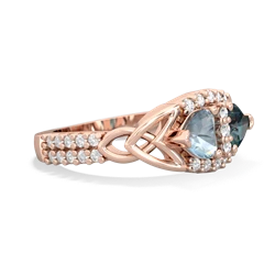 Aquamarine Sparkling Celtic Knot 14K Rose Gold ring R2645