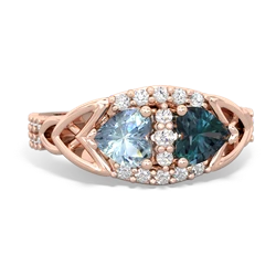 Aquamarine Sparkling Celtic Knot 14K Rose Gold ring R2645