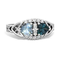 Aquamarine Sparkling Celtic Knot 14K White Gold ring R2645