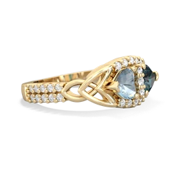 Aquamarine Sparkling Celtic Knot 14K Yellow Gold ring R2645