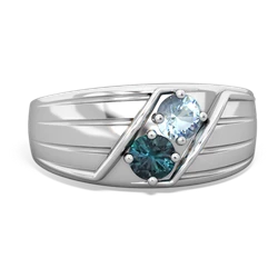 Aquamarine Men's Streamline 14K White Gold ring R0460