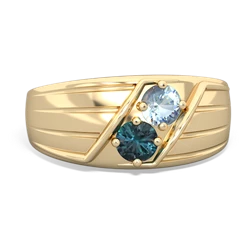 Aquamarine Men's Streamline 14K Yellow Gold ring R0460