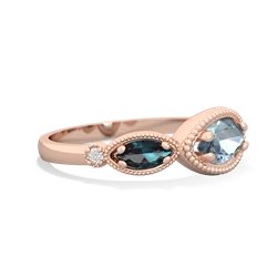 Aquamarine Milgrain Marquise 14K Rose Gold ring R5700